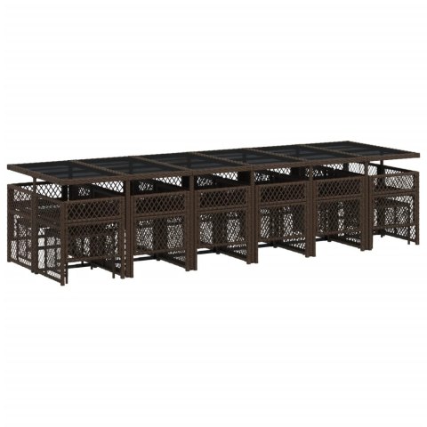 17-cz. zestaw mebli ogrodowych z poduszkami, brązowy, rattan PE