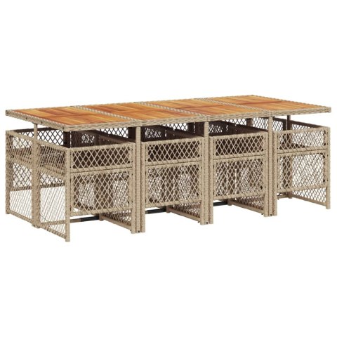 9-cz. zestaw mebli ogrodowych z poduszkami, beżowy, polirattan