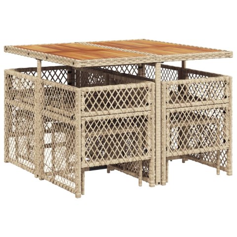 9-cz. zestaw mebli ogrodowych z poduszkami, beżowy, polirattan