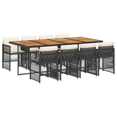 9-cz. zestaw mebli ogrodowych z poduszkami, czarny, rattan PE