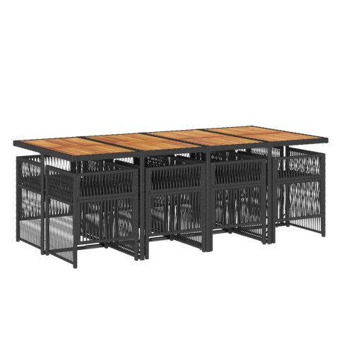 9-cz. zestaw mebli ogrodowych z poduszkami, czarny, rattan PE