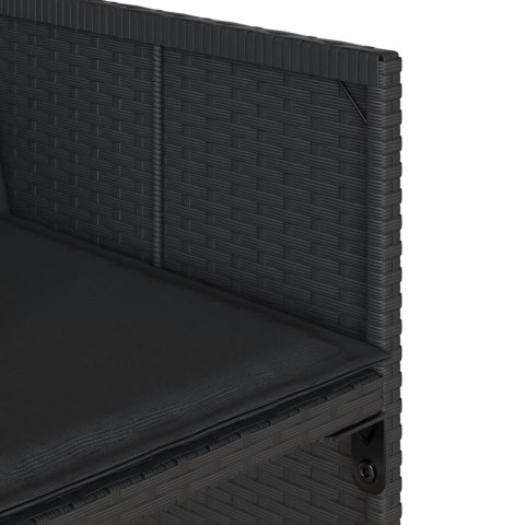 11-cz. zestaw mebli do ogrodu, z poduszkami, czarny rattan PE