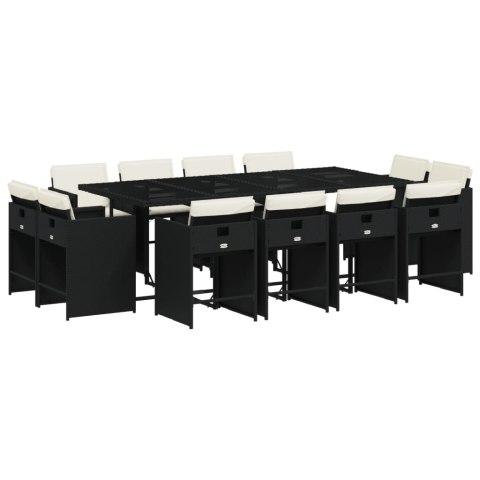 13-cz. zestaw mebli do ogrodu, poduszki, czarny, rattan PE