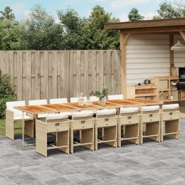 13-cz. zestaw mebli ogrodowych z poduszkami, beżowy, rattan PE