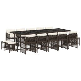 15-cz. zestaw mebli ogrodowych z poduszkami, brązowy, rattan PE