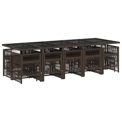 15-cz. zestaw mebli ogrodowych z poduszkami, brązowy, rattan PE