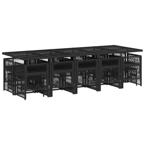 15-cz. zestaw mebli ogrodowych z poduszkami, czarny, rattan PE