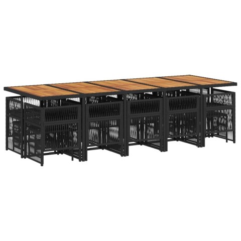 15-cz. zestaw mebli ogrodowych z poduszkami, czarny, rattan PE