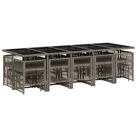 15-cz. zestaw mebli ogrodowych z poduszkami, szary, rattan PE