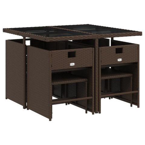 9-cz. zestaw mebli ogrodowych z poduszkami, brązowy, rattan PE