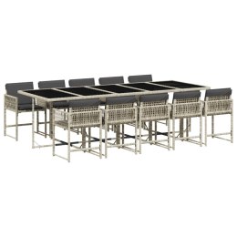 11-cz. zestaw mebli do ogrodu z poduszkami jasnoszary rattan PE