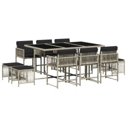 11-cz. zestaw mebli do ogrodu z poduszkami jasnoszary rattan PE