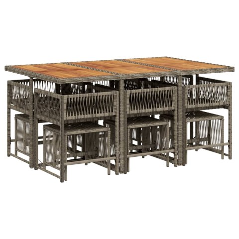 11-cz. zestaw mebli do ogrodu, z poduszkami, szary rattan PE