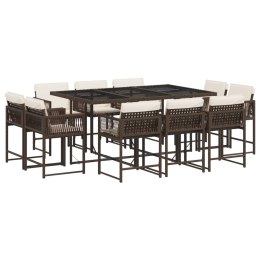 11-cz. zestaw mebli ogrodowych, poduszki, brązowy, rattan PE