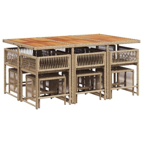 11-cz. zestaw mebli ogrodowych z poduszkami, beżowy, polirattan