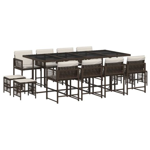 13-cz. zestaw mebli do ogrodu, poduszki, brązowy, rattan PE