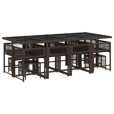 13-cz. zestaw mebli do ogrodu, poduszki, brązowy, rattan PE