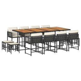 13-cz. zestaw mebli do ogrodu, poduszki, czarny, rattan PE