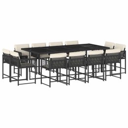 13-cz. zestaw mebli do ogrodu, poduszki, czarny, rattan PE