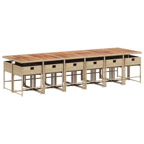 13-cz. zestaw mebli ogrodowych z poduszkami, beżowy, polirattan