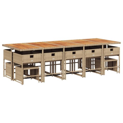 15-cz. zestaw mebli ogrodowych z poduszkami, beżowy, rattan PE