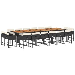 17-cz. zestaw mebli ogrodowych z poduszkami, czarny, rattan PE