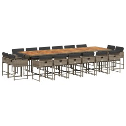 17-cz. zestaw mebli ogrodowych z poduszkami, szary, rattan PE