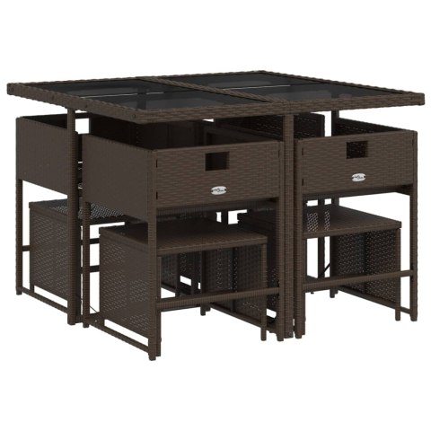 9-cz. zestaw mebli ogrodowych z poduszkami, brązowy, rattan PE