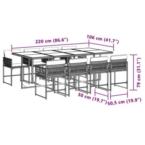 9-cz. zestaw mebli ogrodowych z poduszkami, mieszany beż