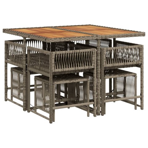 9-cz. zestaw mebli ogrodowych z poduszkami, szary, rattan PE