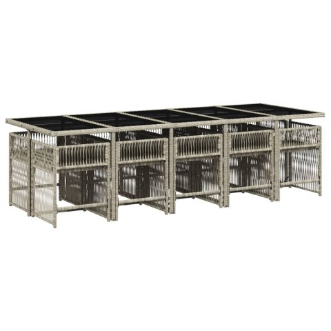 11-cz. zestaw mebli do ogrodu z poduszkami jasnoszary rattan PE