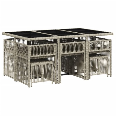 11-cz. zestaw mebli do ogrodu z poduszkami jasnoszary rattan PE