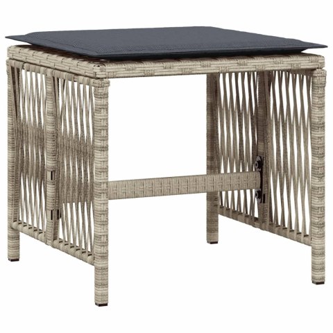 11-cz. zestaw mebli do ogrodu z poduszkami jasnoszary rattan PE