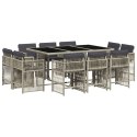 11-cz. zestaw mebli do ogrodu z poduszkami jasnoszary rattan PE