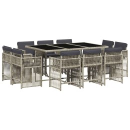 11-cz. zestaw mebli do ogrodu z poduszkami jasnoszary rattan PE