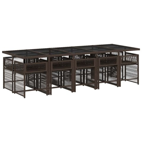 11-cz. zestaw mebli ogrodowych, poduszki, brązowy, rattan PE