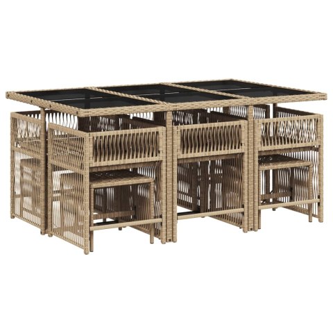 11-cz. zestaw mebli ogrodowych z poduszkami, beżowy, polirattan