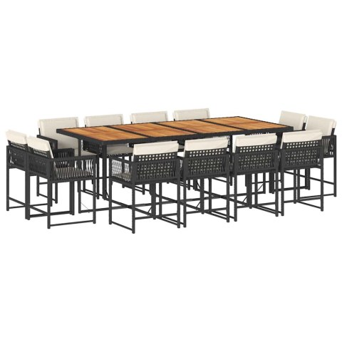 13-cz. zestaw mebli do ogrodu, poduszki, czarny, rattan PE