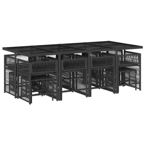 13-cz. zestaw mebli do ogrodu, poduszki, czarny, rattan PE