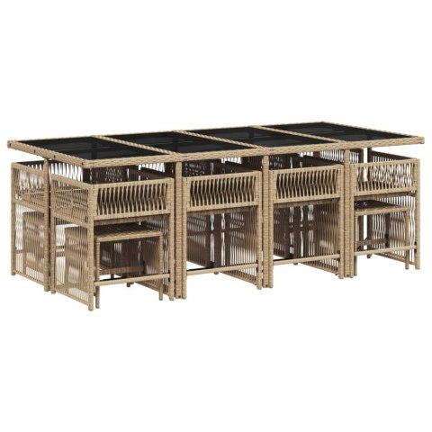 13-cz. zestaw mebli ogrodowych z poduszkami, beżowy, polirattan