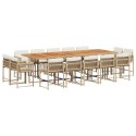 15-cz. zestaw mebli ogrodowych z poduszkami, beżowy, rattan PE