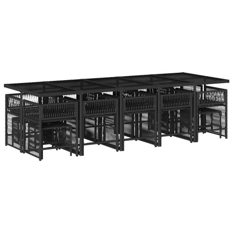 15-cz. zestaw mebli ogrodowych z poduszkami, czarny, rattan PE