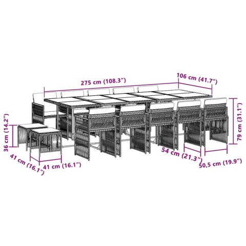 15-cz. zestaw mebli ogrodowych z poduszkami, mieszany beż