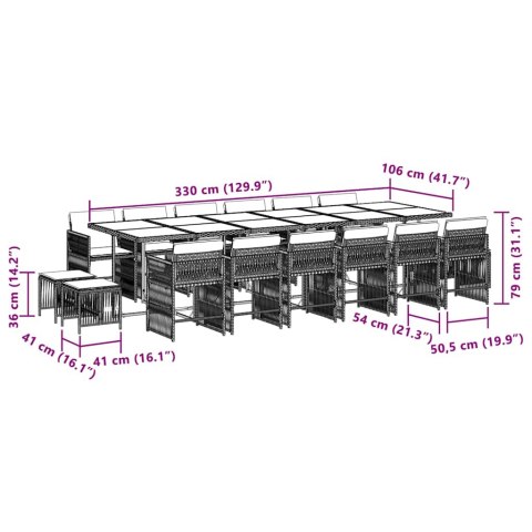 17-cz. zestaw mebli ogrodowych z poduszkami, mieszany beż