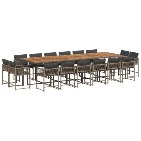 17-cz. zestaw mebli ogrodowych z poduszkami, szary, rattan PE