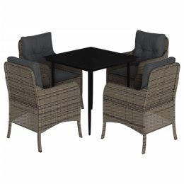 5-cz. zestaw mebli ogrodowych z poduszkami, szary, rattan PE