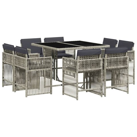 9-cz. zestaw mebli ogrodowych z poduszkami, jasnoszary