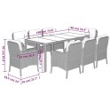 9-cz. zestaw mebli ogrodowych z poduszkami, szary, rattan PE