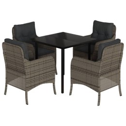 5-cz. zestaw mebli ogrodowych z poduszkami, szary, rattan PE