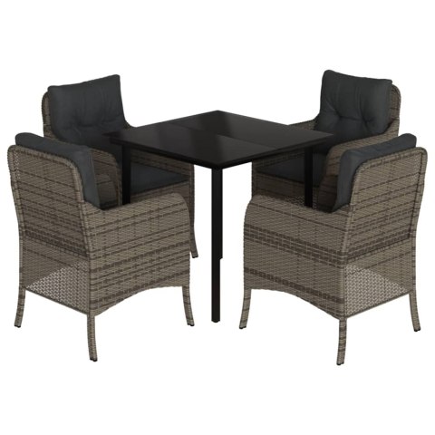 5-cz. zestaw mebli ogrodowych z poduszkami, szary, rattan PE